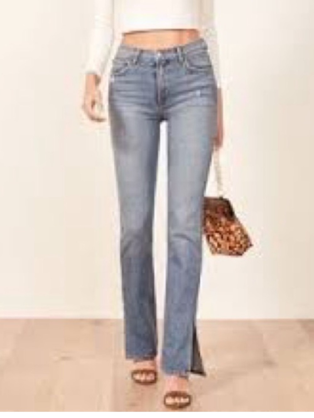 Reformation Perri Jean in Lanai wash High Waisted Slit Leg Jeans Size 25